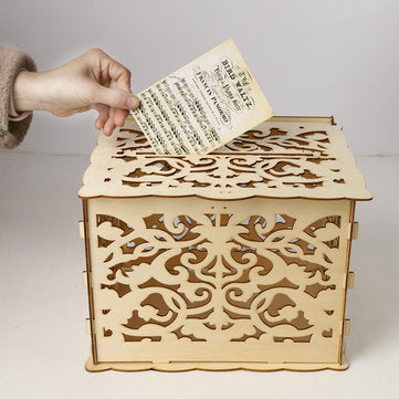 DIY Rustic Wooden Wedding Card Box Wedding Advice Box with Lock Wedding Party Favor