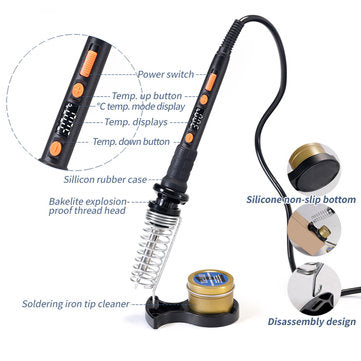 YIHUA 928D-II Solder Iron 3 LED Lamps Digital Display Sleep Protection Adjustable Temperature Electr