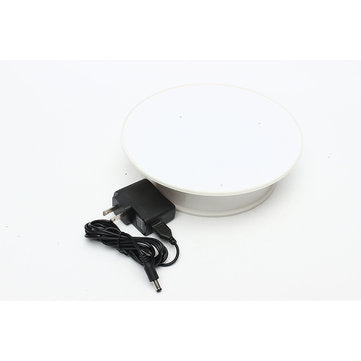 Round White Velvet Top Electric Motorized 360 Rotating Turntable Jewelry Ornament Display Stand