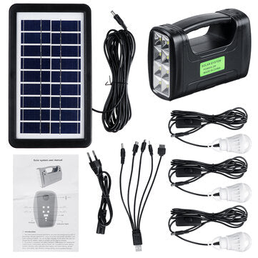 Portable Solar Generator System Emergency Light Outdoor Camping 3PCS Light Bulb