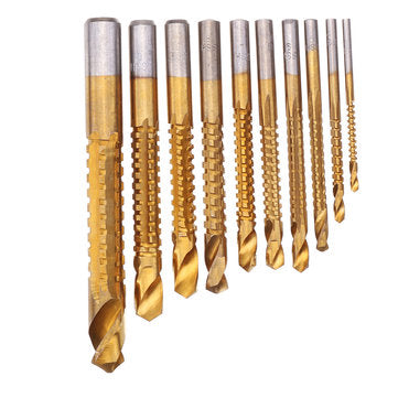 Drillpro 10pcs 3-13mm HSS Titanium Coated Twist Drill Bit Set Wood Metal Cutting Groove Drill Bit