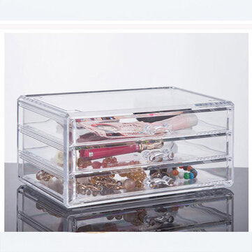 Transparent Cosmetics Storage Box Desktop Drawer Makeup Organizer 3 Layers Jewelry Storage Box Dustp