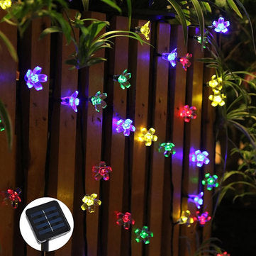 Solar Powered 7M LED Sakura Flower String Light Long... (COLOR.: BLUE | TYPE: LONGBRIGHT7MODESFLASH)