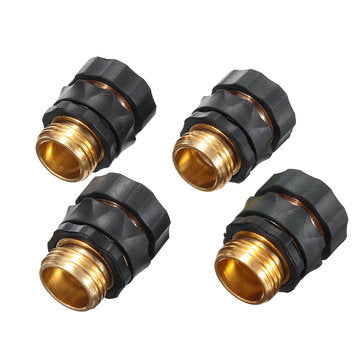 Drillpro 4pcs 3/4 Inch Brass Connector Garden Hose Quick Connect Water Hose Pipe Connectors Fitting