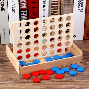 4 In A Row Traditional Wooden Gameboard Education Board Game Classic Four in a Line Connect Game For