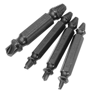 Drillpro 4pcs Nitride Double Side Damaged Screw Extractor Screw Remover