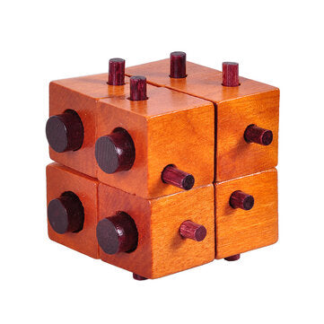 Wood Kong Ming Lock Brain Development Educational Puzzle Game 8 Blocks Magic Box Wooden Toys for Adu