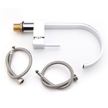 Square Chrome Brass Kitchen Bathroom Hot Cold Water Switch Basin Mixer Tap