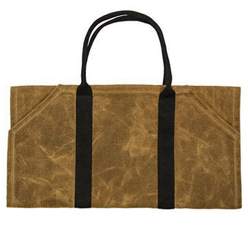 khaki Firewood Carrier Log Carrier Wood Carrying Bag for Fireplace 16oz Waxed Canvas