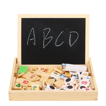 Wooden Magnetic Puzzle Kids Multifunctional Educational Learning Box Double-sided Drawing Board Educ