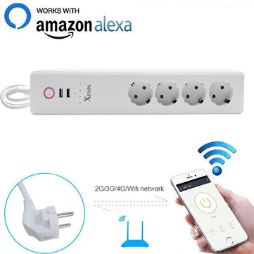 XENON WiFi Smart Power Strip 16A Multiple Outlet Extension Cord with 2 * USB Ports / 4 * AC Outlets