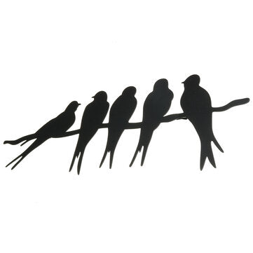 Bird Silhouettes Garden Fence Decor Woodpecker Robin Steel for Home Country Yard Art Decoration