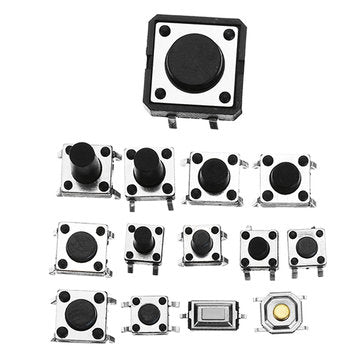 Total 1200pcs Tactile Tact Mini Push Button Switch Packet Micro Switch Bags 12 Types Each 100pcs SMD
