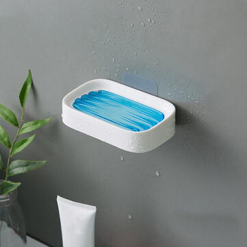 Double-Layer Soap Holder Plastic Shower Soap Dish Non-Slip Draining Tool Drainage H... (COLOR: BLUE)