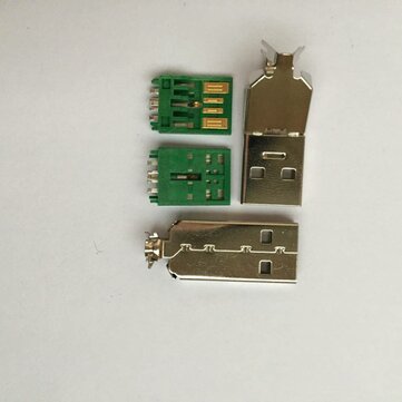 10PCS USB AM 3.0 Welding Plate Type High Current Male Short Body 17.0mm 5p Green Two-Piece Iron Shel