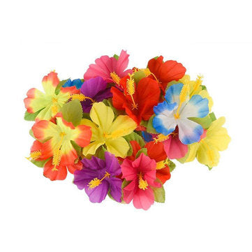 60Pcs Tropical Artificial Palm Leaves Hawaiian Hibiscus Flowers Wedding Birthday Party Decoration Ta