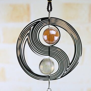 Metal Hanging Garden Wind Spinner Round Crystal Ball Bell Garden Home Ornament (TYPE: TYPEA)