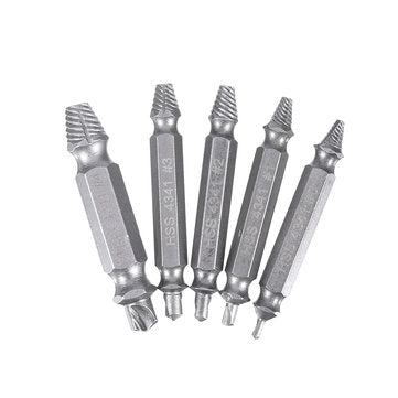 Drillpro 5pcs HSS Double Side Damaged Screw Extractor Out Remover Bolt Stud Tool