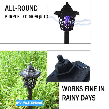 Waterproof Solar Panel LED Mosquito Lamp Light-Control Fly Bug Insect Zapper Killer Trap Light for O