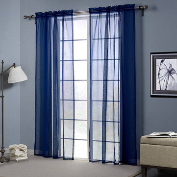 Dark Blue Europe Style Punching Sheer Curtain Balcony Bedroom Living Room Win... (SIZE: W52XL63INCH)