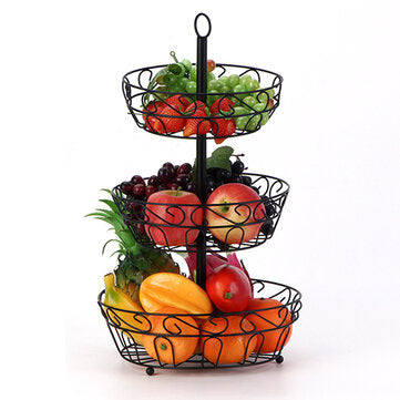 Three-layer Fruit Basket Holder Large Capacity Fruit Basket Bowl Durable Cake Snacks Storage Stand