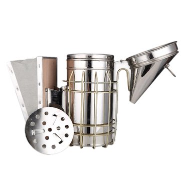 Galvanized Sheet Bee Hive Smoker with Heat Shield Beekeeping Equipment