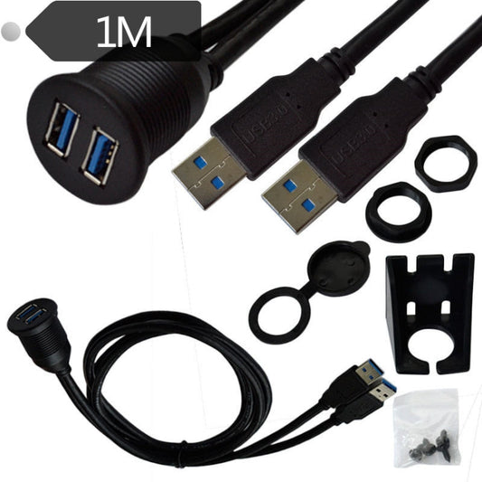 1m Flush Mount USB 3.0 Dock Car Ship Motorcycle Dashboard Panel Male to Female Data Waterproof Ex...