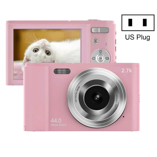 DC302 2.88 inch 44MP 16X Zoom 2.7K Full HD Digital Camera Children Card Camera, US Plug(Pink)