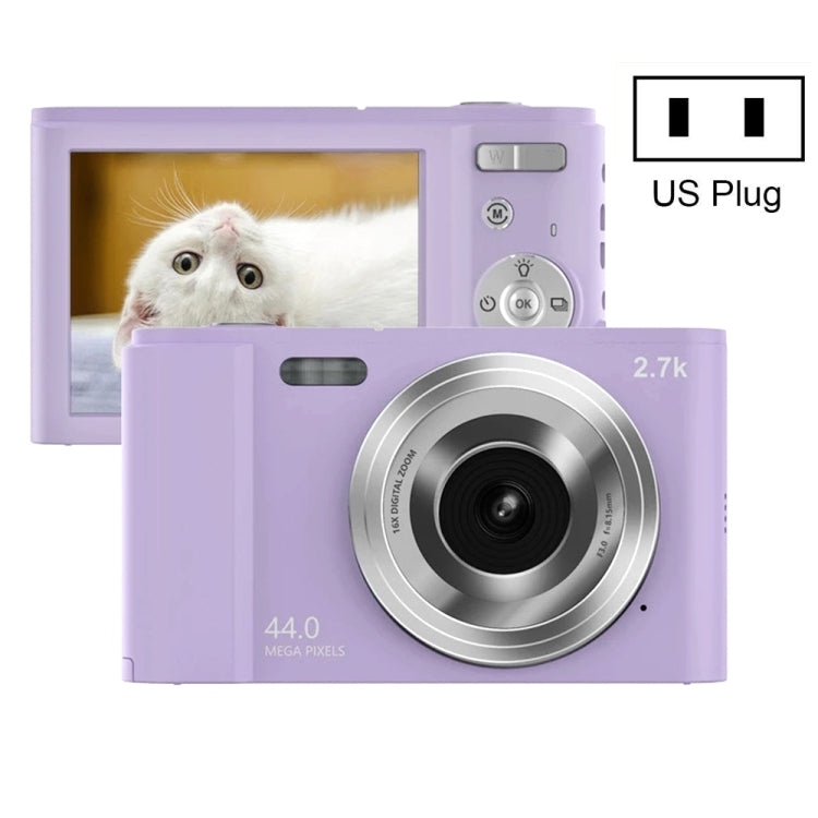 DC302 2.88 inch 44MP 16X Zoom 2.7K Full HD Digital Camera Children Card Camera, US Plug(Purple)