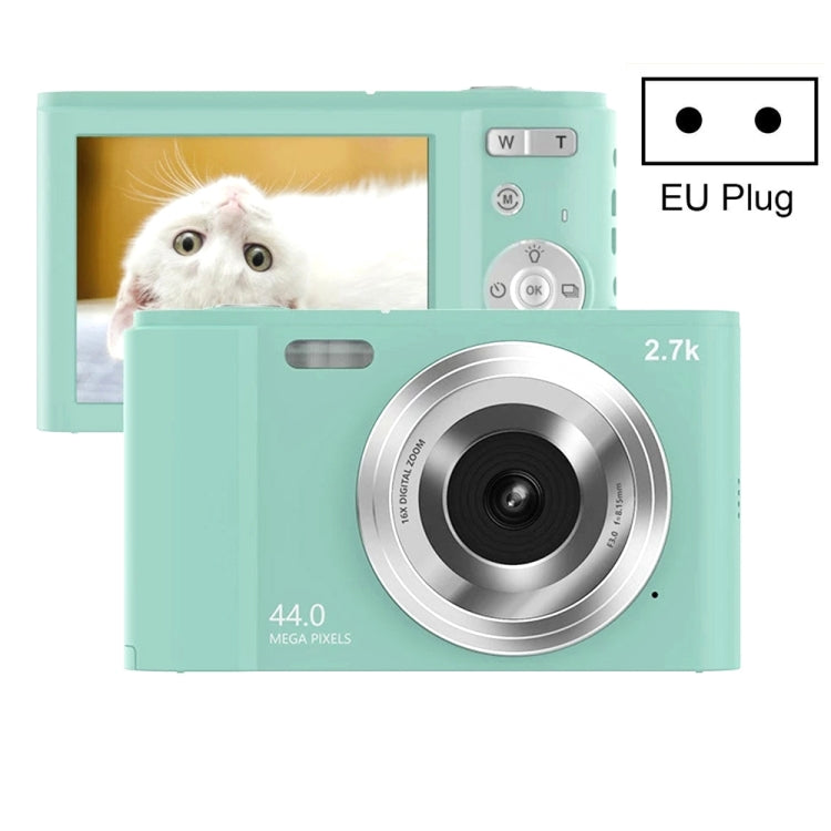 DC302 2.88 inch 44MP 16X Zoom 2.7K Full HD Digital Camera Children Card Camera, EU Plug (Green)