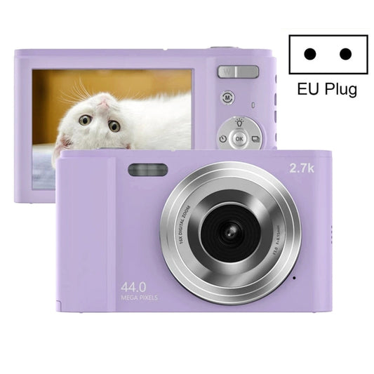 DC302 2.88 inch 44MP 16X Zoom 2.7K Full HD Digital Camera Children Card Camera, EU Plug (Purple)