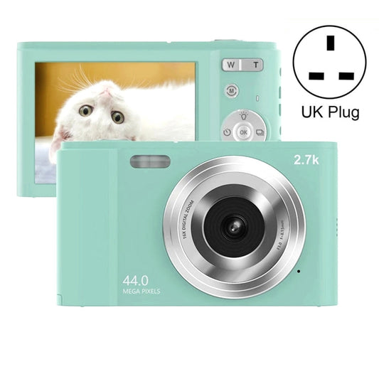 DC302 2.88 inch 44MP 16X Zoom 2.7K Full HD Digital Camera Children Card Camera, UK Plug (Green)