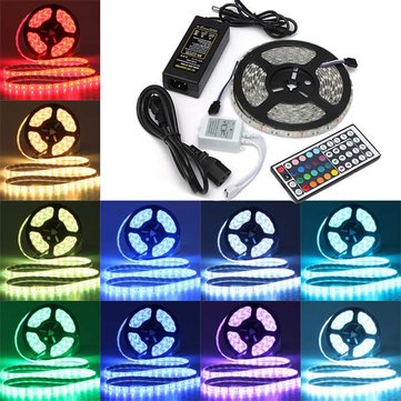 5M SMD 5050 RGB Waterproof 300 LED Strip Light 44 Key Controller 12V