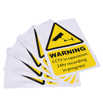 5PCS Yellow Window Warning Stickers Signs Decal CCTV In Operation