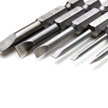 6pcs 50mm 2.0-6.0mm Flat Head Slotted Tip Screwdrivers Bits