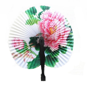 Portable Classic Hand Fan Vintage Folding Fans Round Circular Paper Folding Fans