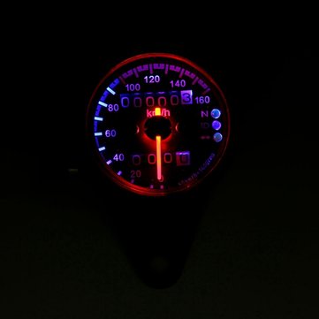 Universal Motorcycle Dual LED Backlight Signal Odometer Mileage Speedometer Gauge
