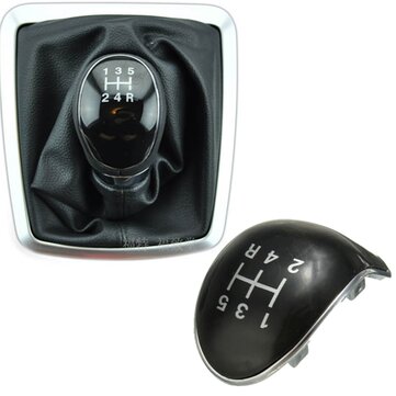 5 Speed Gear Stick Shift Knob Cap Cover Black/Chrome Replacement For Ford Fiesta ... (COLOR.: BLACK)