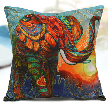 Vintage Elephant Cotton Throw Pillow Case Waist Cushion Cover Home Sofa Car Decor  (PATTERN: 03)