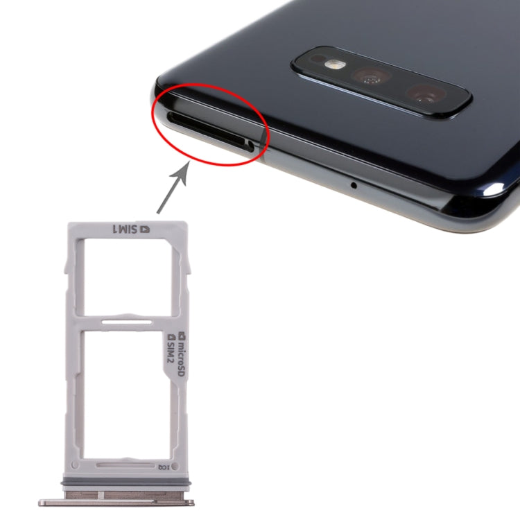 for Galaxy S10+ / S10 / S10e SIM Card Tray + SIM Card Tray / Micro SD Card Tray (Black)