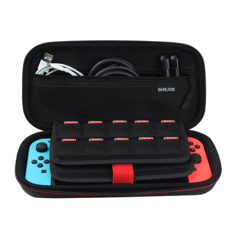 CHKJOK GH1731 Game Console Hard Shell EVA Protective Case for Nintendo Switch OLED(Black)