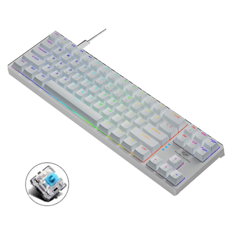 Dark Alien K710 71 Keys Glowing Game Wired Keyboard, Cable Length: 1.8m, Color: White Green Shaft