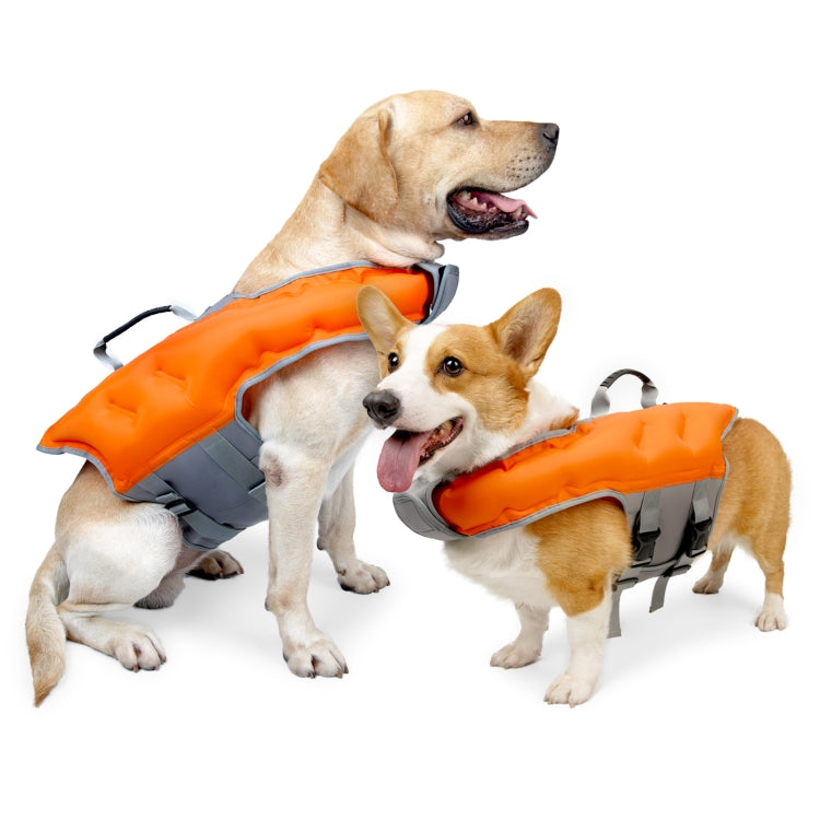 Dog Inflatable Swimsuit Easy to Carry Pet Life Jacket with Pump, Size: S(Orange)