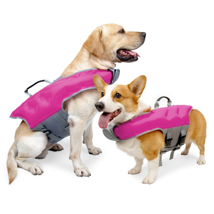 Dog Inflatable Swimsuit Easy to Carry Pet Life Jacket with Pump, Size: M(Rose Red)