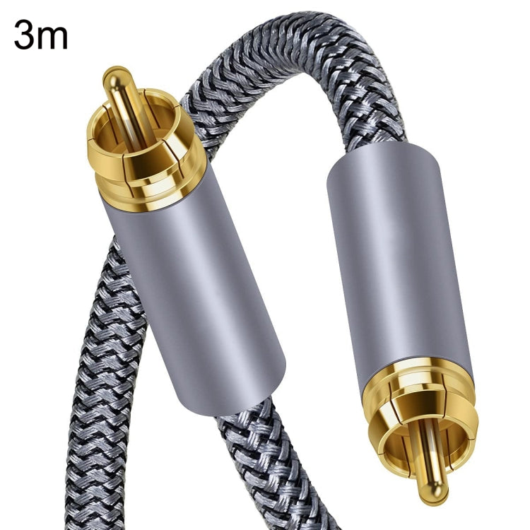 3m Pure Copper RCA Coaxial HIFI Digital Audio Cable SPDIF Subwoofer Speaker Cable(Silver Gray)