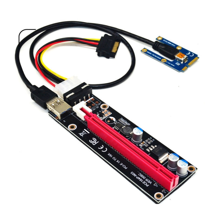 PCE164P-N03 VER006C Mini PCI-E 1X to 16X Riser for Laptop External Image Card, Spec: Blackboard 4pin