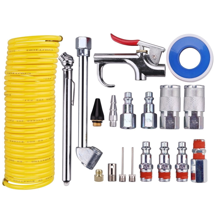 20 In 1 Air Compressor Kit 1/4 Inch NPT Air Tool Kit with 7.5m Coil Nylon Hose