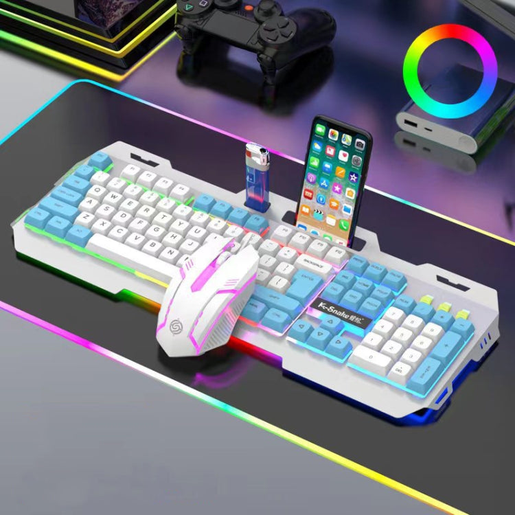 K-Snake Mechanical Feel Keyboard Mouse Kit USB Wired 104 Keycaps Computer Keyboard, Style: Keyboa...