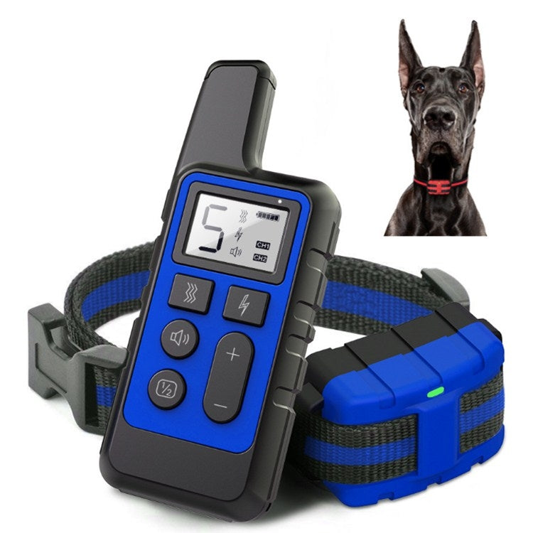 500m Dog Training Bark Stopper Remote Control Waterproof Electronic Collar(Blue)