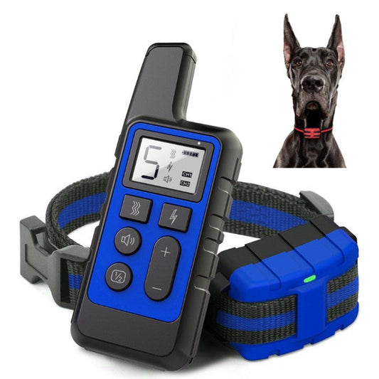 500m Dog Training Bark Stopper Remote Control Waterproof Electronic Collar(Blue)
